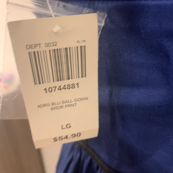 Hot Topic Blue & Black Filigree Border Ball Gown NWT - Picture 3 of 9